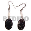 Cebu Island Dangling 16x23mm Black Tab Cebu Shell Earrings Philippines Natural Handmade Products