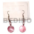 Cebu Island Dangling Round 25mm Pink Cebu Shell Earrings Philippines Natural Handmade Products