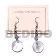Cebu Island Dangling Round 25mm Aqua Cebu Shell Earrings Philippines Natural Handmade Products