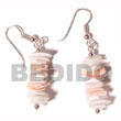 Cebu Island Dangling White Rose Pink Cebu Shell Earrings Philippines Natural Handmade Products