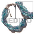 Cebu Island 12 Rows Aqua Blue Glass Beads Bracelets Philippines Natural Handmade Products