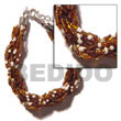Cebu Island 12 Rows Brown White Glass Beads Bracelets Philippines Natural Handmade Products
