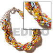 Cebu Island 12 Rows Multicolored Twisted Glass Beads Bracelets Philippines Natural Handmade Products