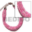 Cebu Island 6 Rows Pink Multi Glass Beads Bracelets Philippines Natural Handmade Products