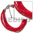 Cebu Island 6 Rows Red Multi Glass Beads Bracelets Philippines Natural Handmade Products