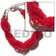 Cebu Island 12 Rows Red Twisted Glass Beads Bracelets Philippines Natural Handmade Products