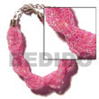 Cebu Island 12 Rows Pink Twisted Glass Beads Bracelets Philippines Natural Handmade Products