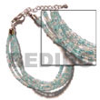 Cebu Island 6 Rows Aqua Blue Glass Beads Bracelets Philippines Natural Handmade Products