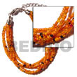 Cebu Island 6 Rows Orange Multi Glass Beads Bracelets Philippines Natural Handmade Products