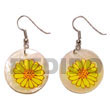 Cebu Island Dangling 35mm Round Hammer Hand Painted Earrings Philippines Natural Handmade Products
