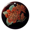 Natural ROUND 40MM BLACKTAB W/ HANDPAINTED DESIGN - FLORAL / EMBOSSED Maki-e Japanese Art Of Painting Makie Hand Painted Pendant Wooden Accessory Shell Products Cebu Crafts Cebu Jewelry Products