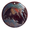 Natural ROUND 40MM BLACKTAB W/ HANDPAINTED DESIGN - BIRD / EMBOSSED Maki-e Japanese Art Of Painting Makie Hand Painted Pendant Wooden Accessory Shell Products Cebu Crafts Cebu Jewelry Products