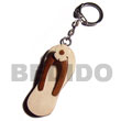 Natural 60mmx25mm Polished Wooden Beach Slipper W/ Flower Accent Keychain W/ Strings Keychain Wooden Accessory Shell Products Cebu Crafts Cebu Jewelry Products