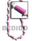 Cebu Island Pastel Lavender Wood Tube Pastel Wood Necklace Philippines Natural Handmade Products