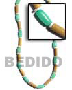 Cebu Island Bamboo Tube Pastel Green Pastel Wood Necklace Philippines Natural Handmade Products