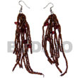 Cebu Island Dangling Brown Glass Beads Resin Earrings Philippines Natural Handmade Products