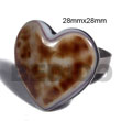 Natural Big Accent Hot Hippie Ring /adjustable Metal / 28mmx28mm Heart Embossed And Laminated Cowrie Tiger Shell Rings Wooden Accessory Shell Products Cebu Crafts Cebu Jewelry Products