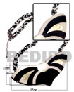 Natural CHOKER / TWISTED BLACK AND WHITE CUT/GLASS BEADS AND 33MMX45MMX105MM CERAMIC INLAID MOP PENDANT W/ RESIN BACKING /THICKNESS 7MM /  13IN Weekly Specials Wooden Accessory Shell Products Cebu Crafts Cebu Jewelry Products