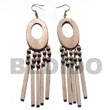 Cebu Island Dangling 45mmx30mm Oval Ambabawod Wooden Earrings Philippines Natural Handmade Products