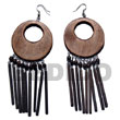 Cebu Island Dangling 50mm Round Natural Wooden Earrings Philippines Natural Handmade Products