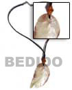 Black Leather Thong Cord Necklace with Shell Bone