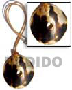 Black Leather Thong Cord Necklace with Shell Bone