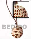 Black Leather Thong Cord Necklace with Shell Bone
