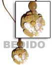 Black Leather Thong Cord Necklace with Shell Bone