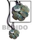 Black Leather Thong Cord Necklace with Shell Bone