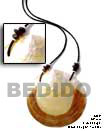 Black Leather Thong Cord Necklace with Shell Bone