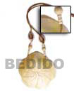 Black Leather Thong Cord Necklace with Shell Bone
