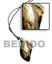 Black Leather Thong Cord Necklace with Shell Bone