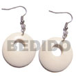 Cebu Island Dangling Round 35mm Carabao Bone Earrings Philippines Natural Handmade Products