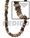Black Lip Square Cut Shell Beads