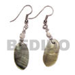 Cebu Island Dangling 30mm Oval Black Cebu Shell Earrings Philippines Natural Handmade Products