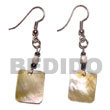 Cebu Island Dangling 25mmx30mm Rectangular Black Cebu Shell Earrings Philippines Natural Handmade Products