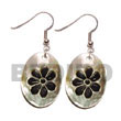 Cebu Island 35mm Oval Blacklip Embossed Cebu Shell Earrings Philippines Natural Handmade Products