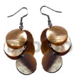 Cebu Island Dangling 5 Pcs. Round Cebu Shell Earrings Philippines Natural Handmade Products