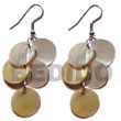 Cebu Island Dangling 5 Pcs. Round Cebu Shell Earrings Philippines Natural Handmade Products