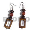 Cebu Island Dangling 30mmx20mm Rectangular Laminated Cebu Shell Earrings Philippines Natural Handmade Products