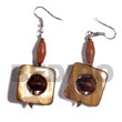 Cebu Island Dangling 25mmx25mm Square Laminated Cebu Shell Earrings Philippines Natural Handmade Products