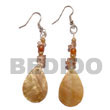 Cebu Island Dangling Brownlip Teardrop Crystal Cebu Shell Earrings Philippines Natural Handmade Products