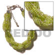 Cebu Island 12 Rows Lime Green Glass Beads Bracelets Philippines Natural Handmade Products