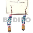 Cebu Island Blue Dangling Mahogany Acrylic Glass Beads Earrings Philippines Natural Handmade Products