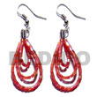 Cebu Island Dangling Looped Red Cut Glass Beads Earrings Philippines Natural Handmade Products