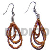 Cebu Island Dangling Looped Brown Cut Glass Beads Earrings Philippines Natural Handmade Products