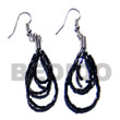 Cebu Island Dangling Looped Black Cut Glass Beads Earrings Philippines Natural Handmade Products