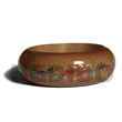 Maki-e art Golden Oak Tone Wooden Bangle Embossed