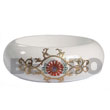 Maki-e art White Stained Wooden bangle with Embossed