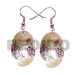 Cebu Island 35mm Oval Hammer Shell Hand Painted Earrings Philippines Natural Handmade Products
